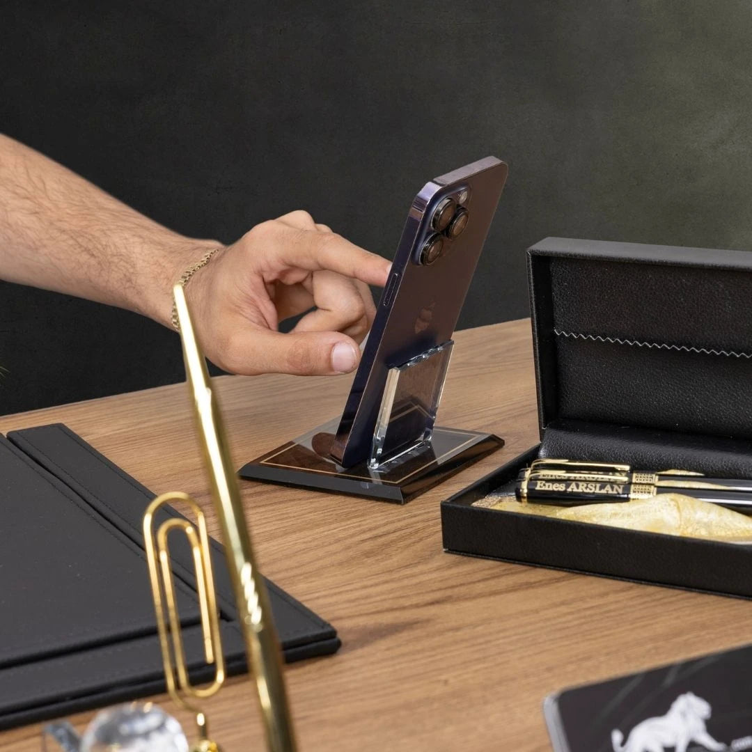 Premium Lüks Kristal Sümen Takımı ve Masaüstü İsimlik Seti (12 Parça)