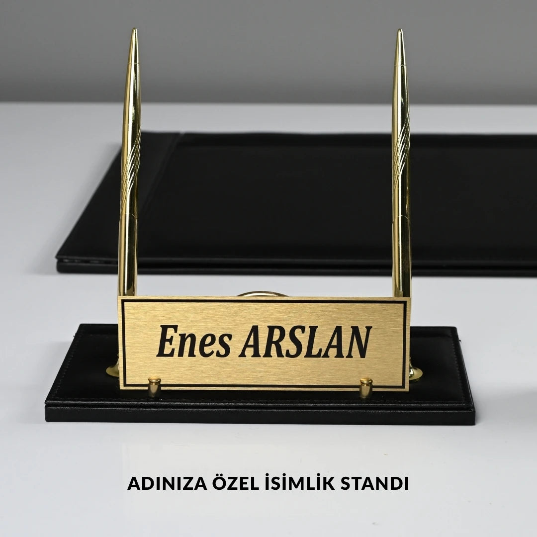 Black - Altın Siyah 8 Parça Deri Sümen Takımı