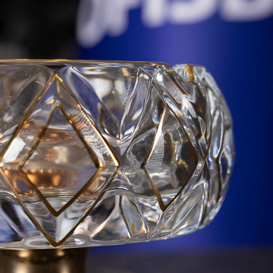 Kristal Cam Küllük Altın Detaylı Ayaklı - 15 cm