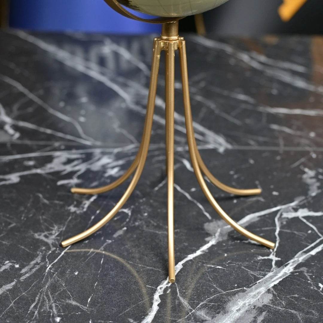 Metal Ayaklı Dünya Küre Sarı Gold 45 Cm