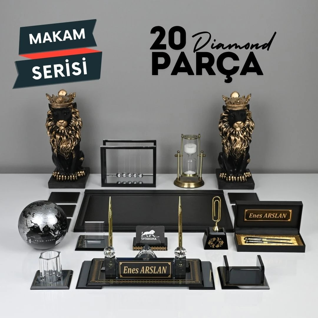 Diamond 20 Parça Premium Kristal Sümen Takımı ve Masa İsimliği Seti