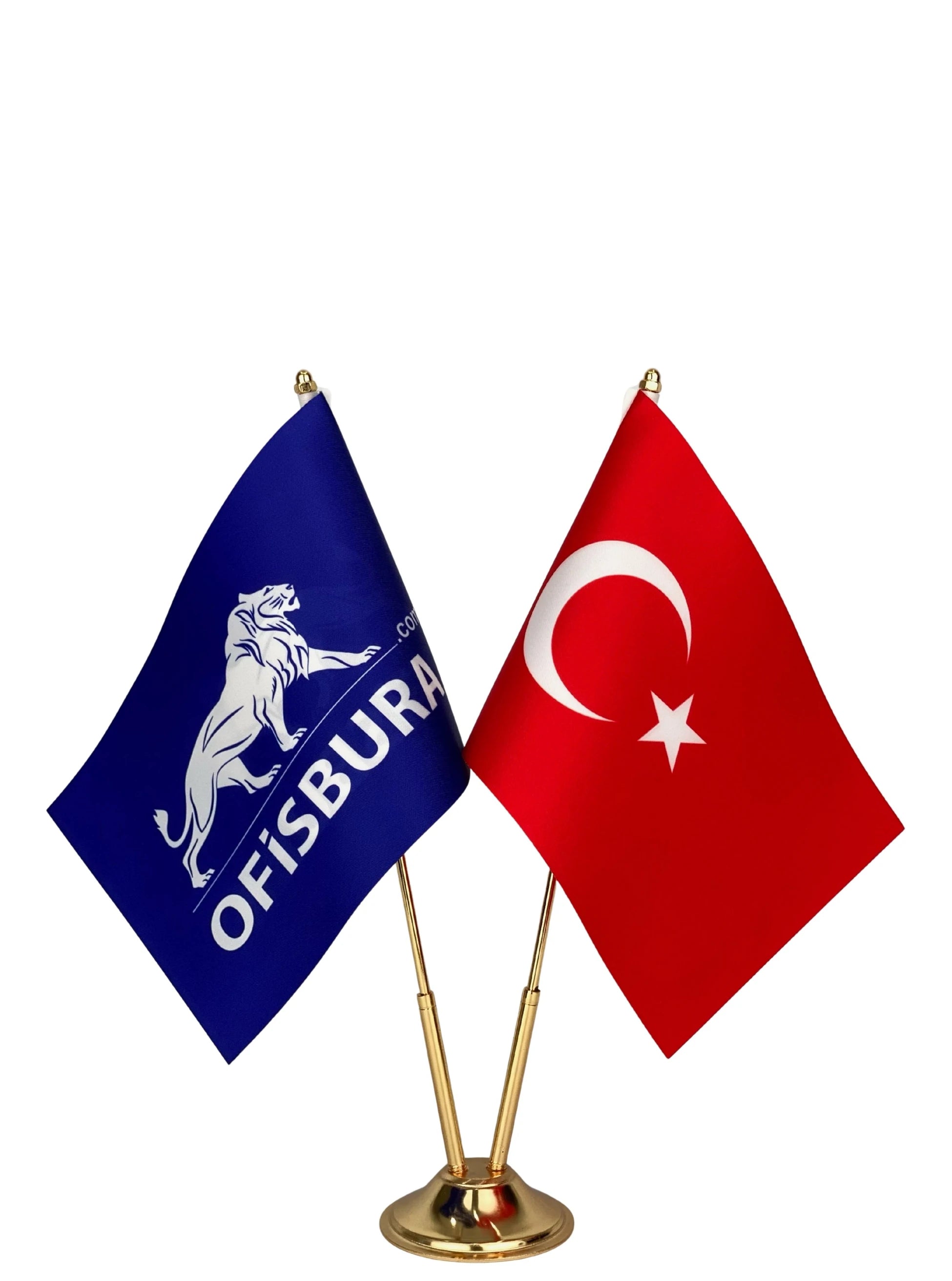 Masa Bayrağı | Logo ve Türk Bayrağı Sarı Direk