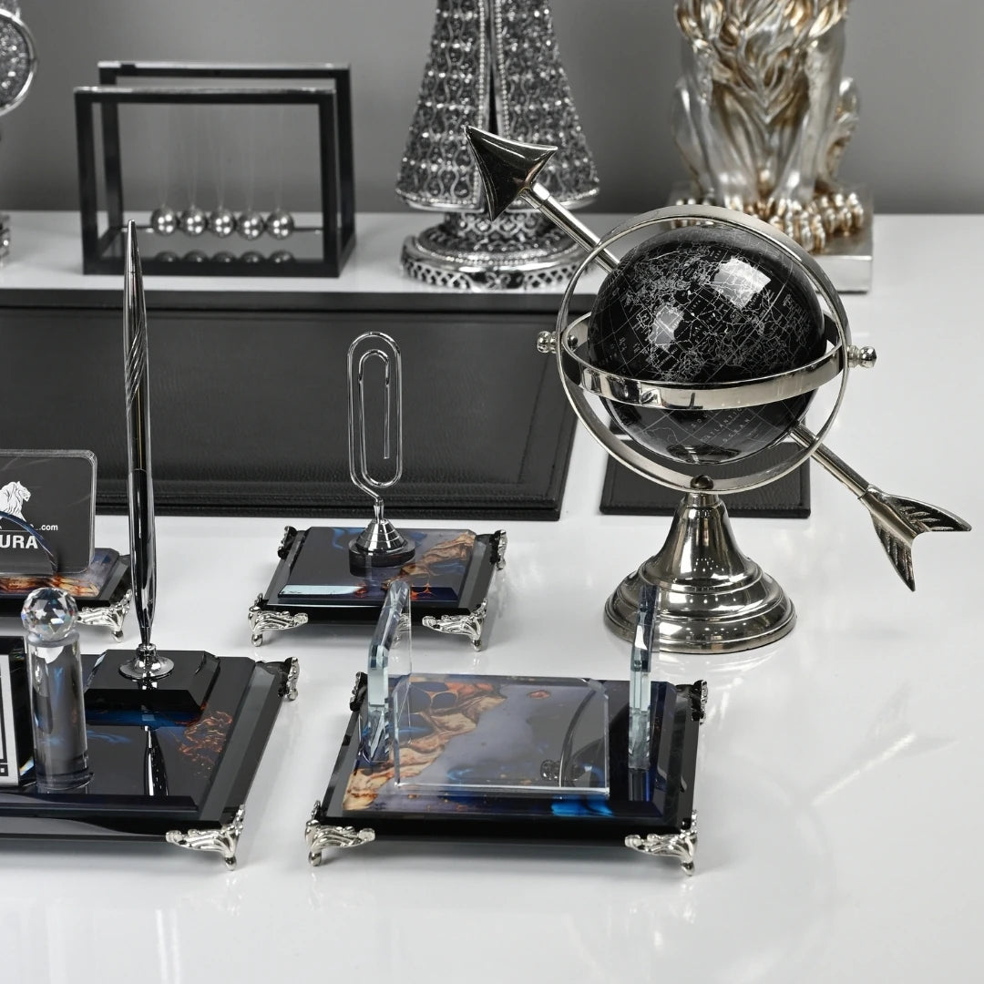 Safir 20 Parça Premium Kristal Sümen Takımı - Kişiye Özel Masa Üstü İsimlik Seti