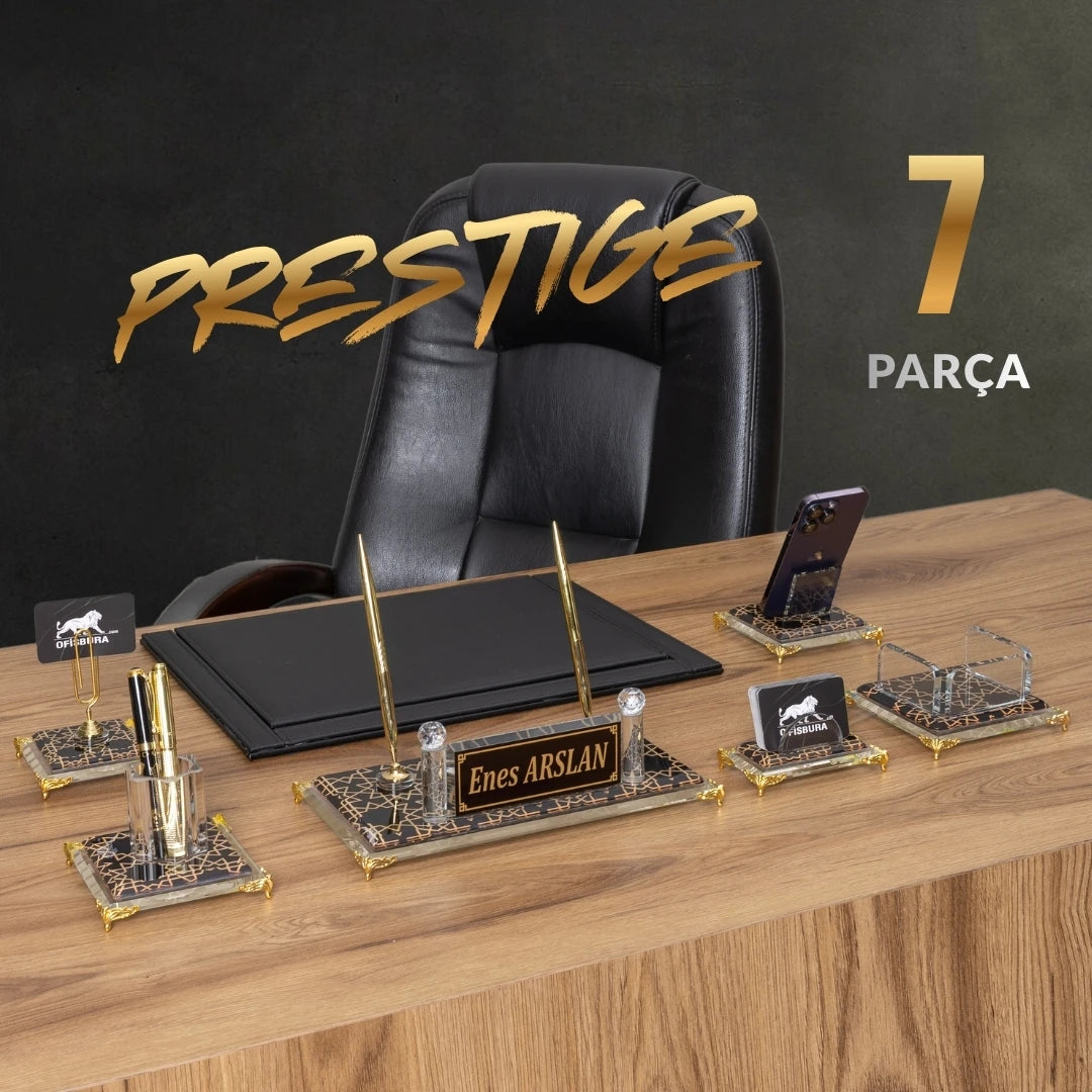 Prestige 7 Parça Kristal Sümen Takımı - Kişiye Özel Masa Üstü İsimlik Set