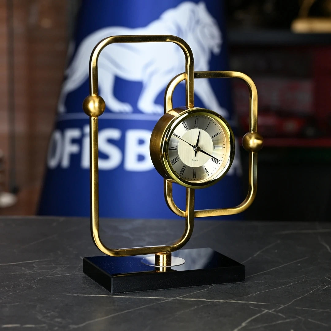 Modern Gold 30 Cm Metal Gövdeli Analog Masa Saati