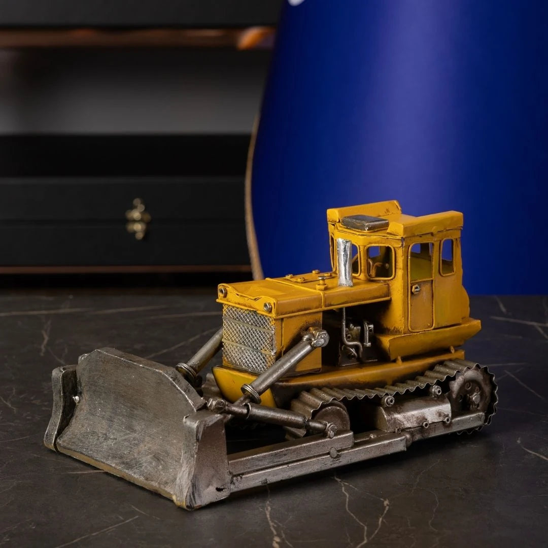 Metal Buldozer Modeli - El Yapımı Eskitme Dekoratif Model