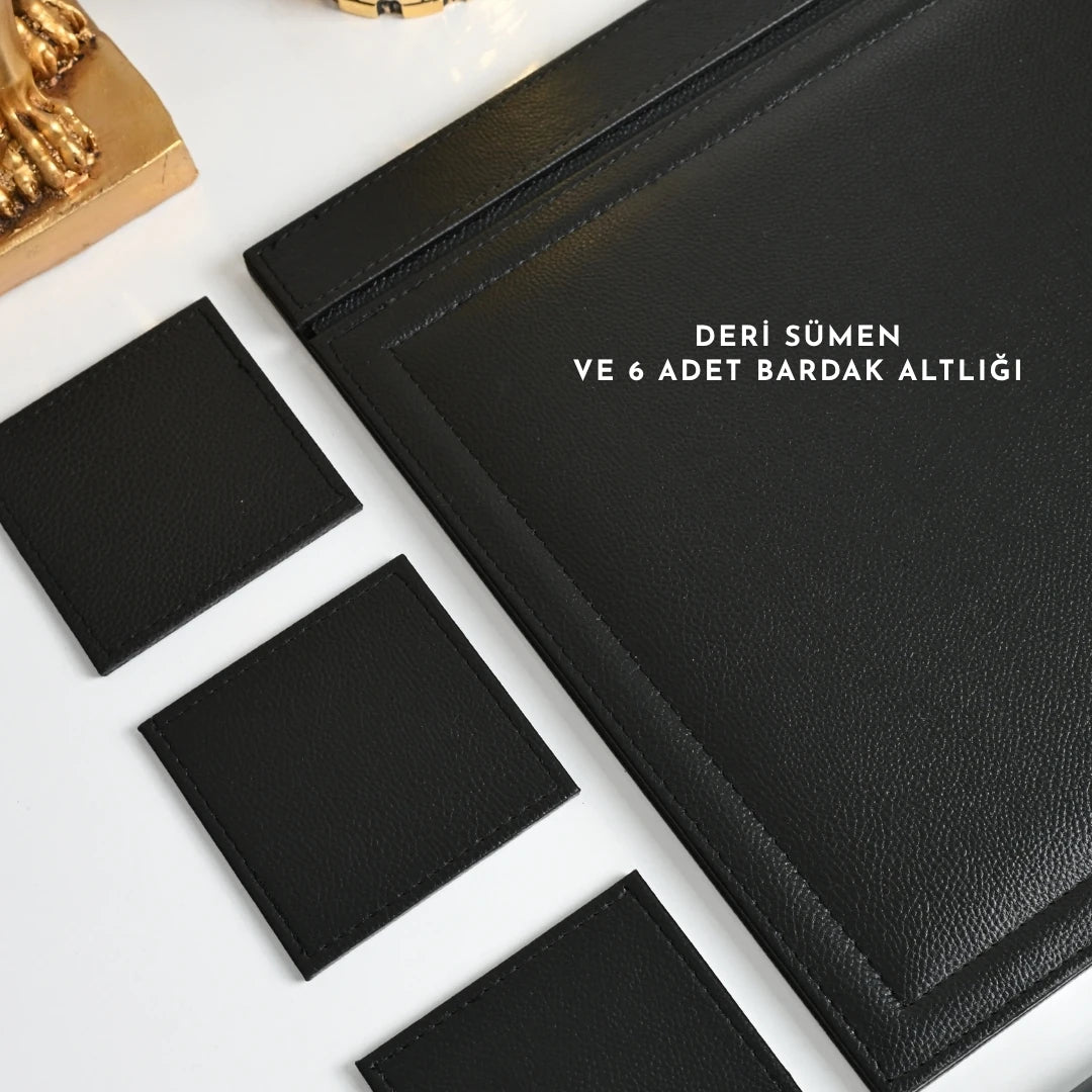 20 Parça Zümrüt Kristal Sümen Takımı ve Masa İsimliği Seti - Aslan & Zırh Biblolu