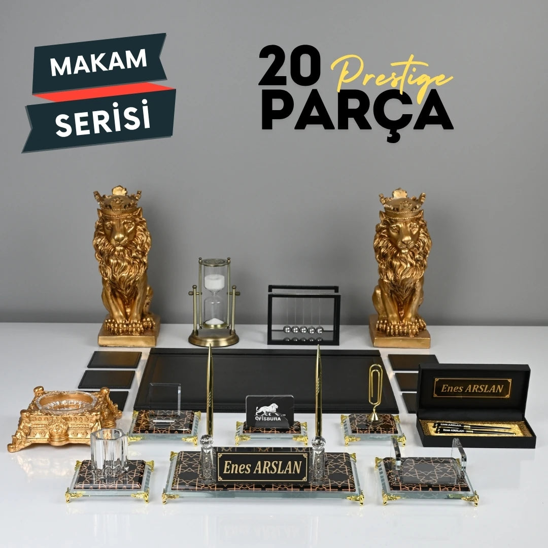 Prestige 20 Parça Premium Kristal Sümen Takımı - Kişiye Özel Masa Üstü İsimlik Seti