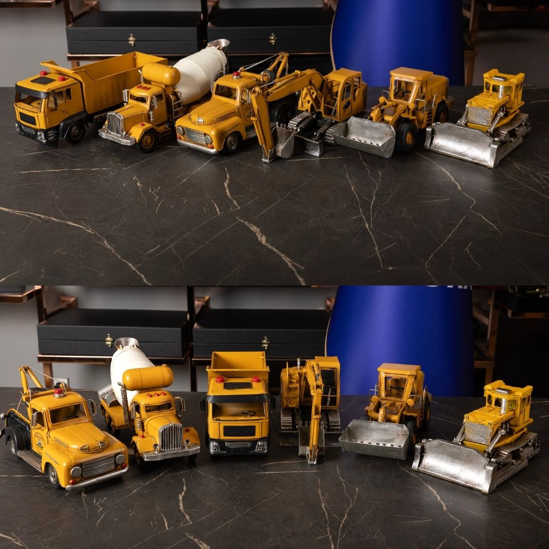 6’lı Metal İnşaat Araçları Seti - Koleksiyon ve Dekoratif Model