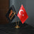 Masa Bayrağı | Logo ve Türk Bayrağı Sarı Direk